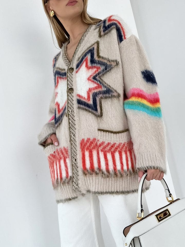 Marina - Women's Fringed Star Knit Cardigan - photo 5