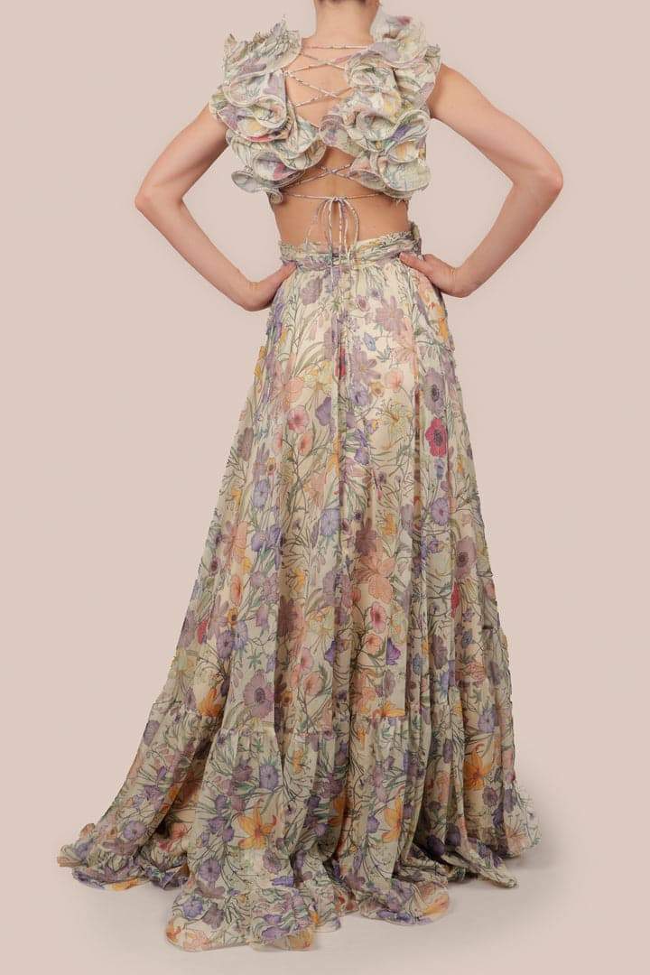 Belinda - Women's Garden Romance Maxi Dress Elegant Floral Chiffon Formal Gown
