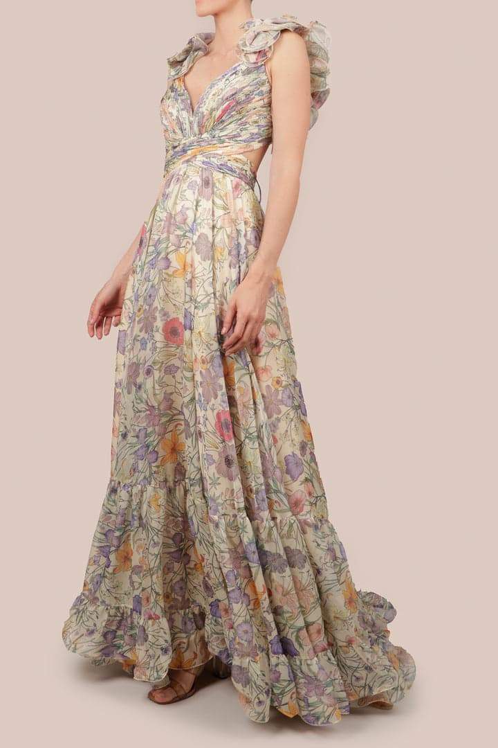 Belinda - Women's Garden Romance Maxi Dress Elegant Floral Chiffon Formal Gown