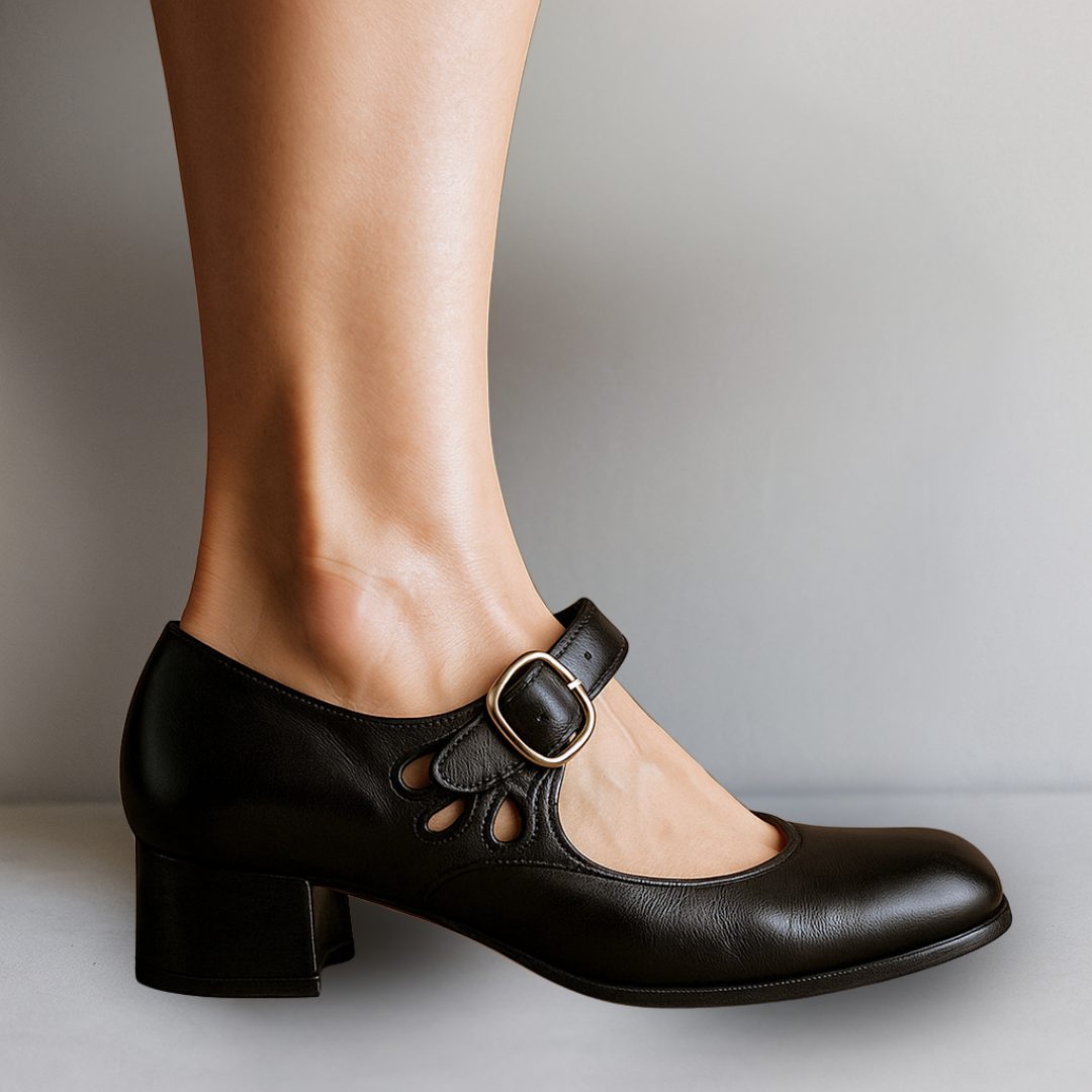 Women's Mary Jane Shoes with Block Heel and Ankle Strap