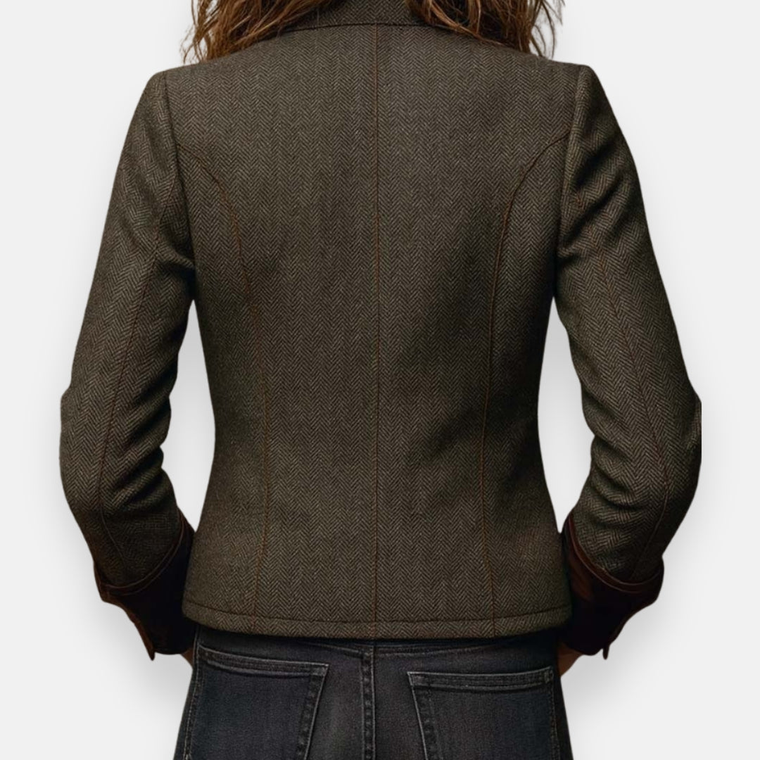 Meara - Women's Blazer in Tweed with Contrast Trim and Patch Pockets - photo 5