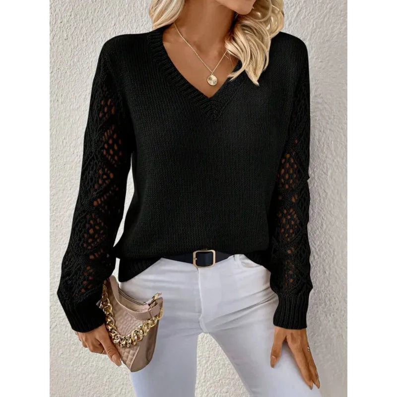Melody - Women's Jumper in Knit with V-Neck - photo 3