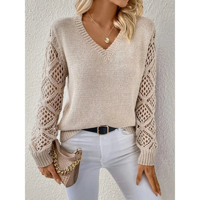 Melody - Women's Jumper in Knit with V-Neck - photo 5