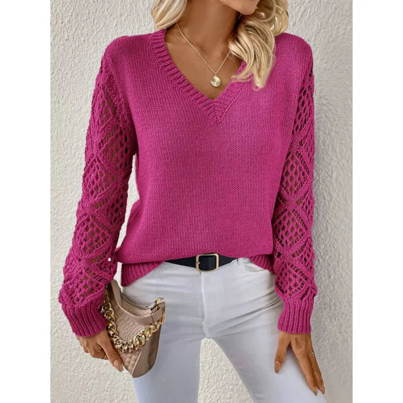 Melody - Women's Jumper in Knit with V-Neck - photo 6
