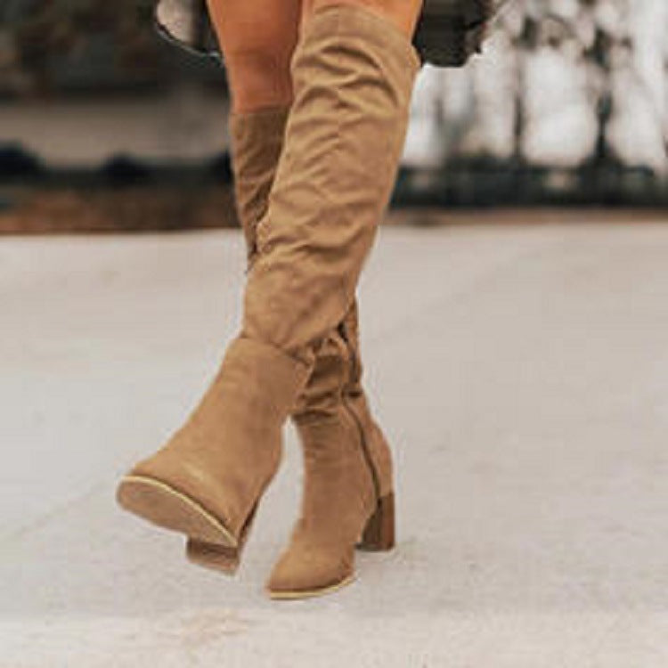 Meredith - Women's Knee High Block Heel Boots - photo 3