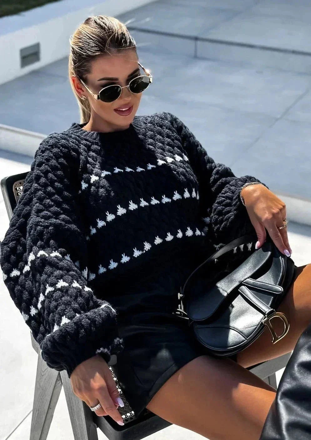 Michele - Women's Wrap Jumper in Knit - photo 8