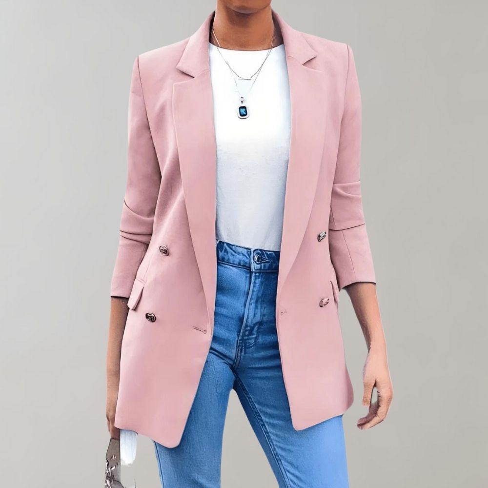Milla - Women's Blazer with Notch Lapel and a Double-Breasted Front - photo 3
