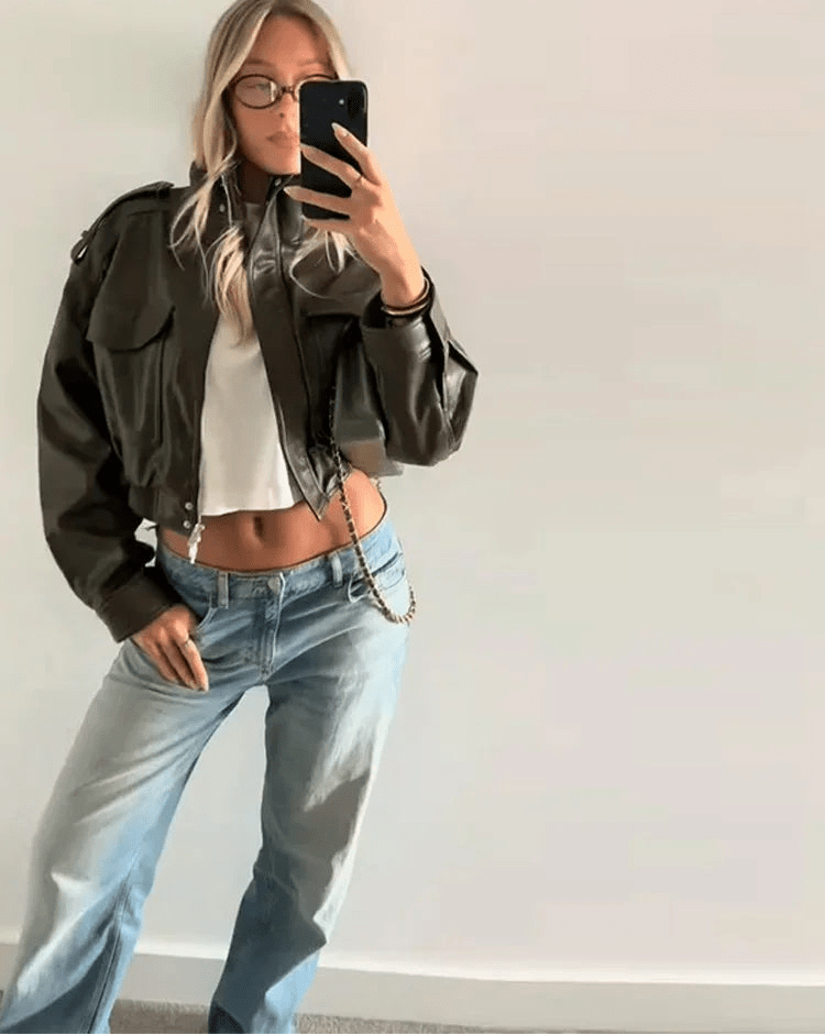 Mireille-Rae - Women's Bomber Jacket with Zip Front - photo 6