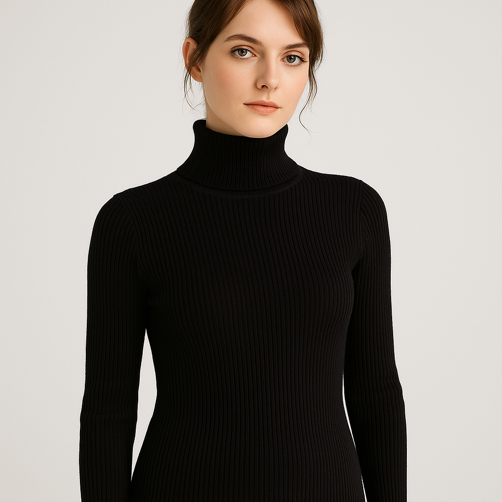 Molly - Women's Slim-Fit Jumper in Ribbed Knit with Roll Neck - photo 5