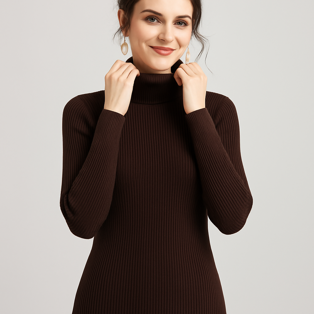 Molly - Women's Slim-Fit Jumper in Ribbed Knit with Roll Neck - photo 8