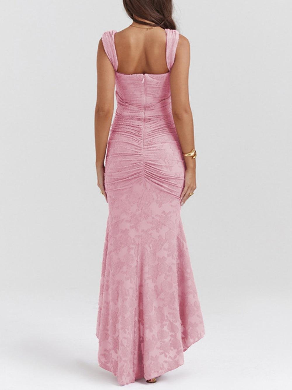 Isabella – Robe de cérémonie pour mère de la mariée, corset en jacquard et dentelle, coupe sirène, longueur midi