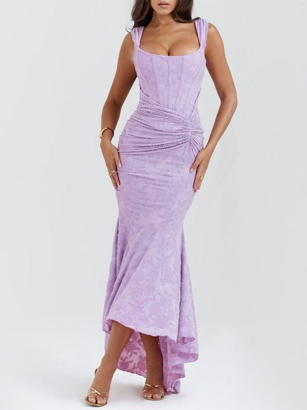 Isabella – Robe de cérémonie pour mère de la mariée, corset en jacquard et dentelle, coupe sirène, longueur midi