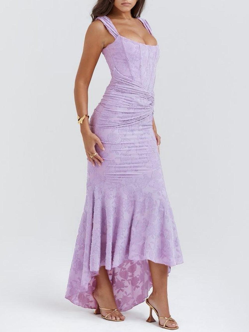 Isabella – Robe de cérémonie pour mère de la mariée, corset en jacquard et dentelle, coupe sirène, longueur midi