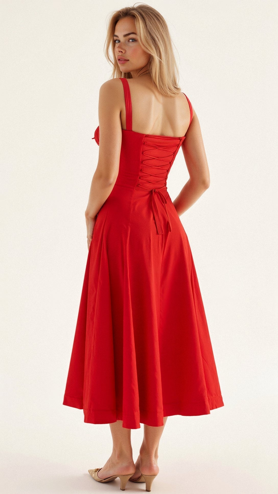 Vestido midi amarillo de corte holgado para mujer, ideal para el uso diario