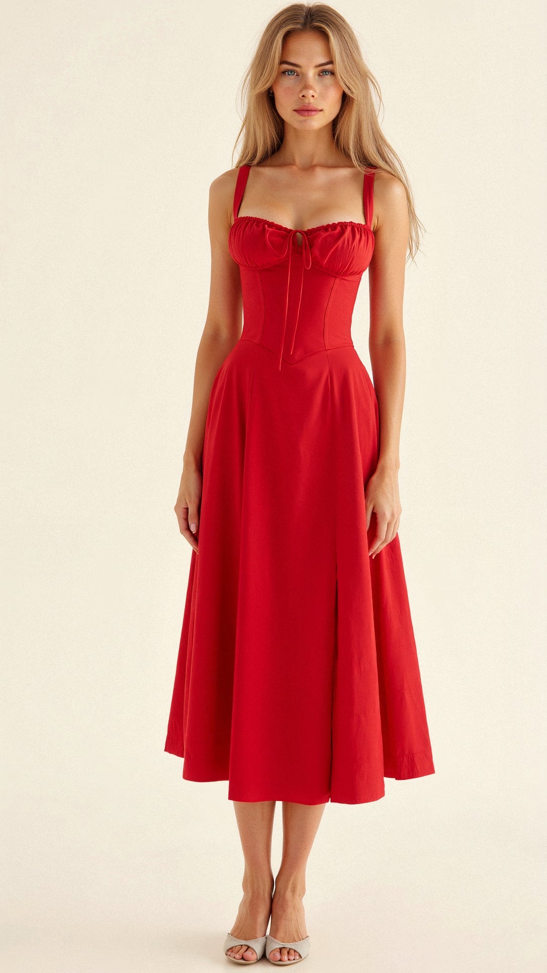 Vestido midi amarillo de corte holgado para mujer, ideal para el uso diario