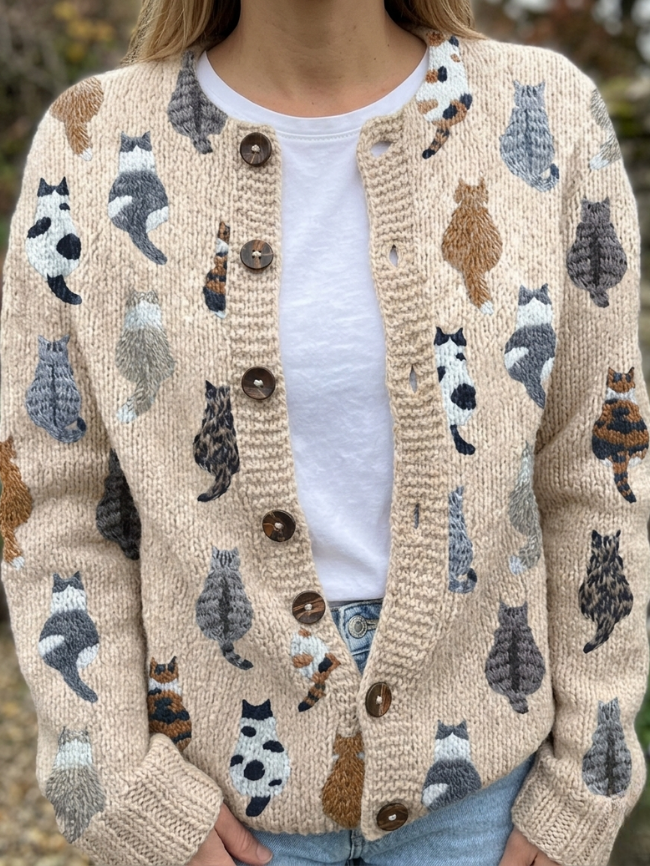 Nia - Women's Cardigan with Button Front - photo 1