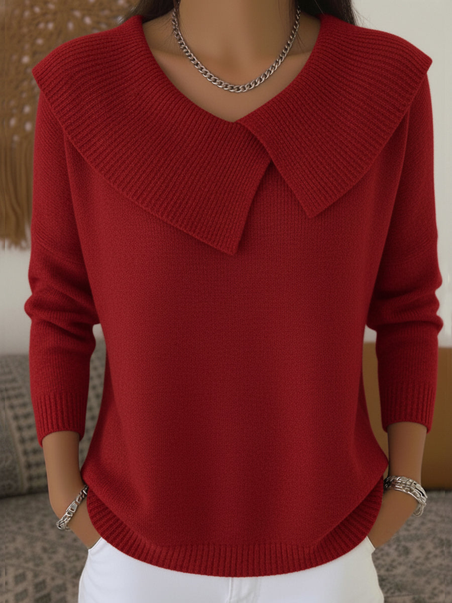 Nita - Women's Knit Jumper with Statement Collar - photo 1