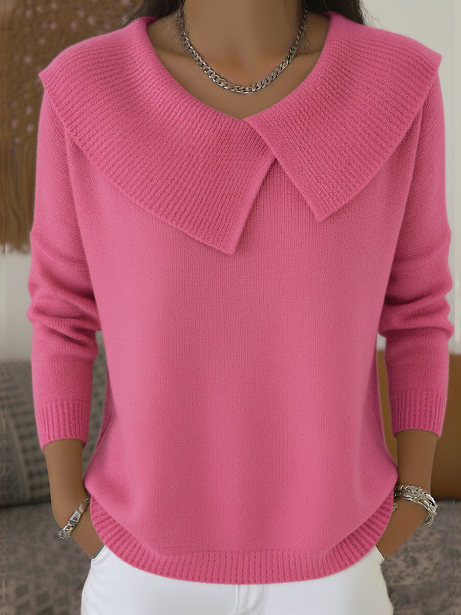 Nita - Women's Knit Jumper with Statement Collar - photo 2