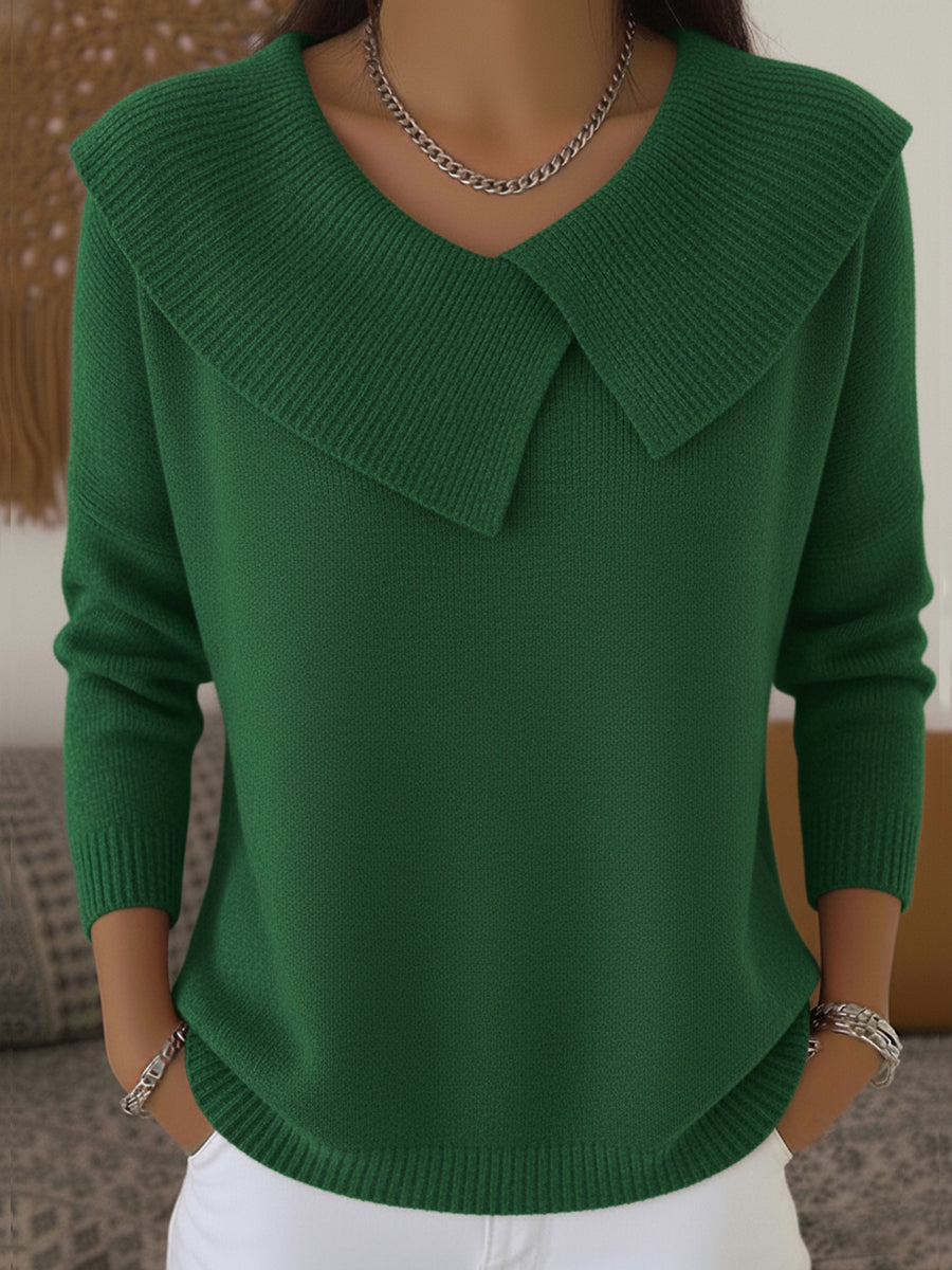 Nita - Women's Knit Jumper with Statement Collar - photo 3