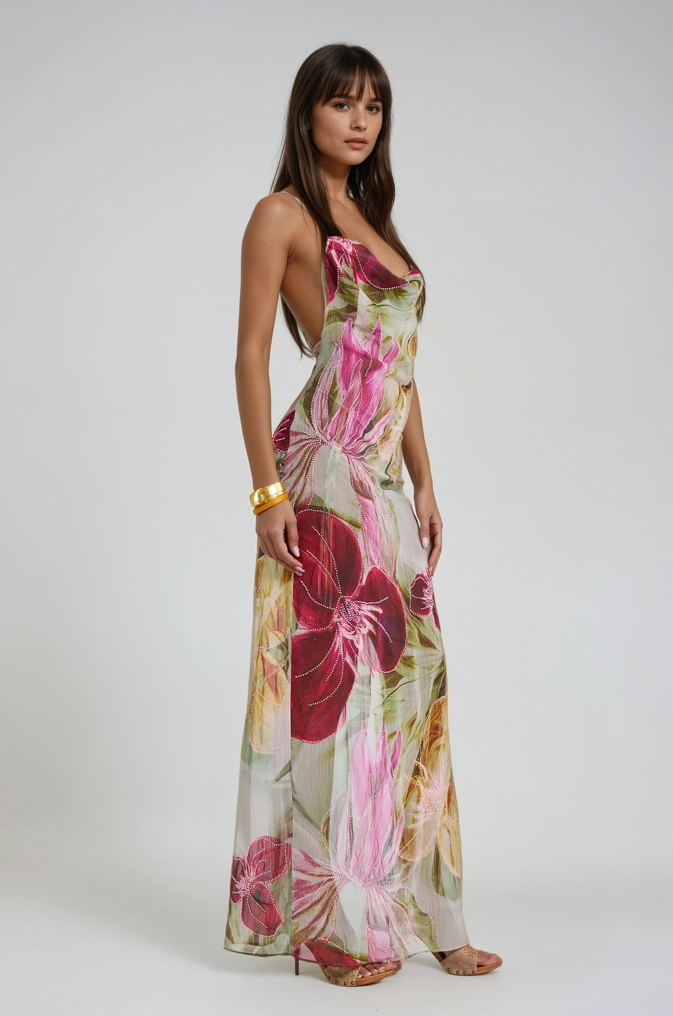 Noor - Women's Floral Cowl Maxi Dress - photo 6