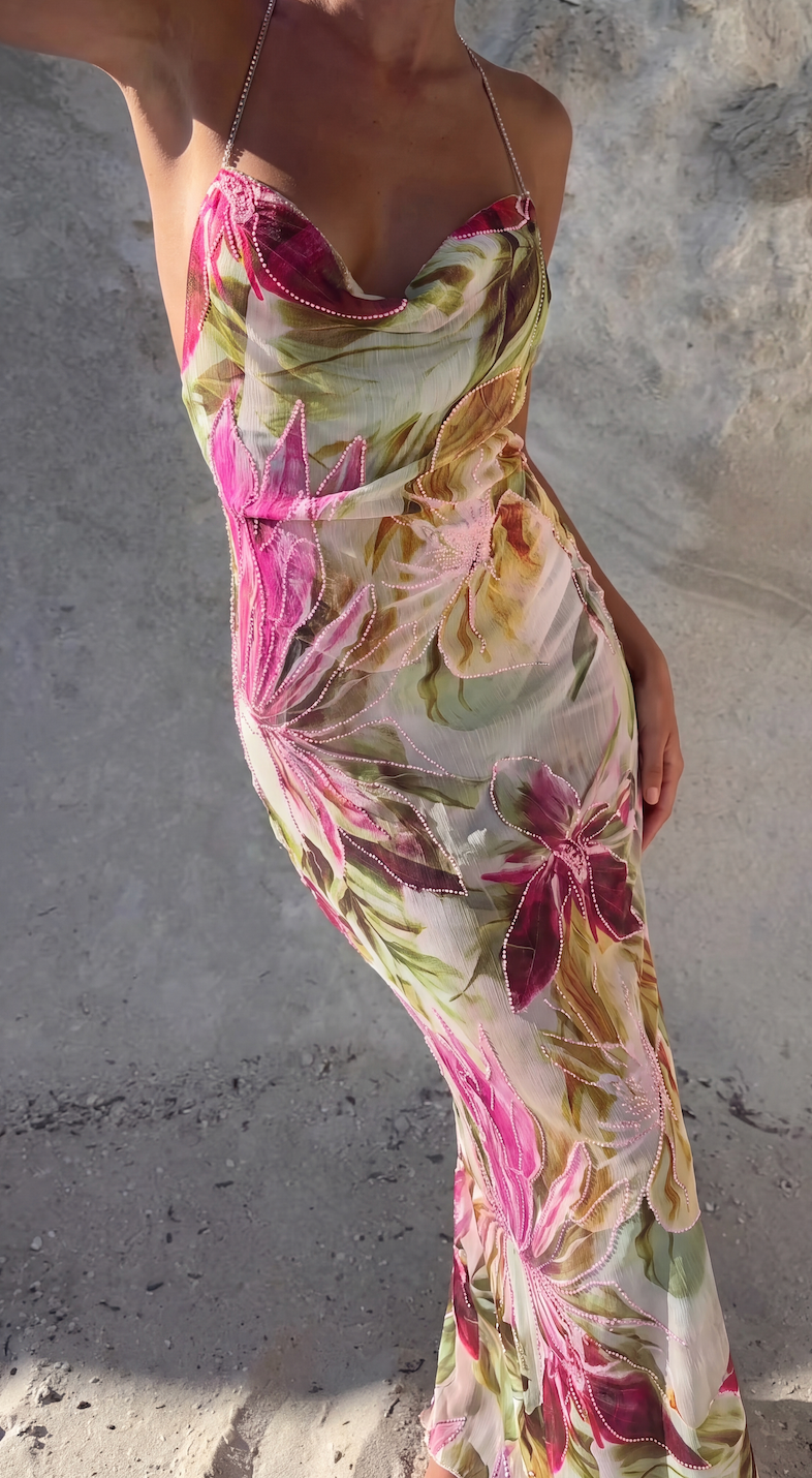 Noor - Women's Floral Cowl Maxi Dress - photo 9