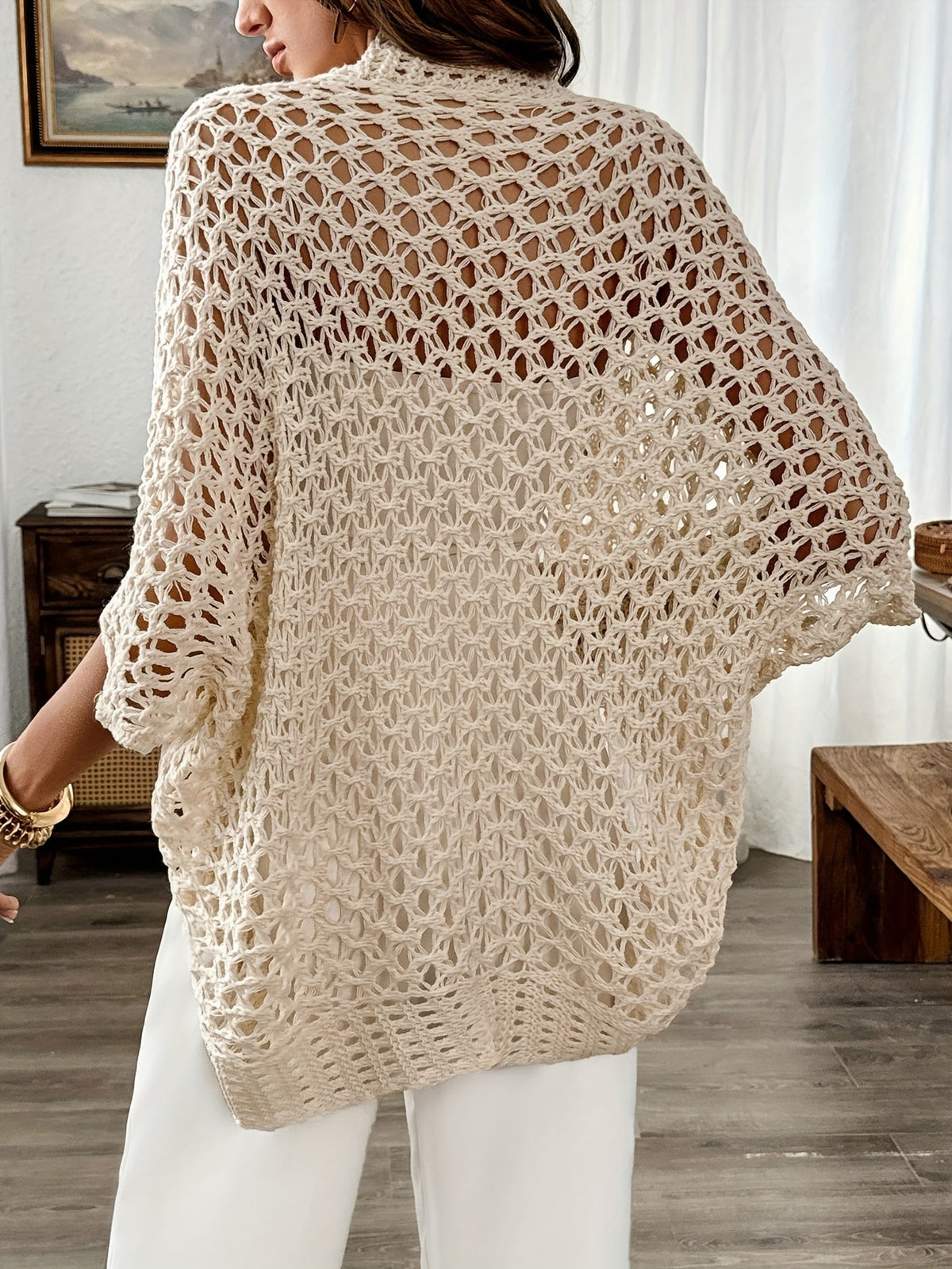 Oona - Women's Cardigan in Knit with Ruching - photo 2