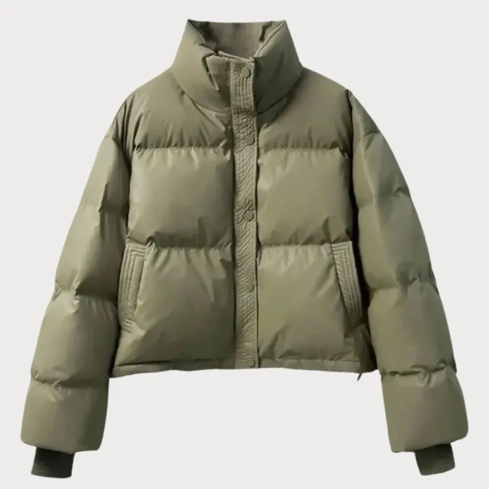Orinthia - Women's Cropped Puffer Jacket with Stand Collar - photo 2