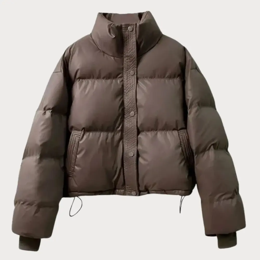 Orinthia - Women's Cropped Puffer Jacket with Stand Collar - photo 3