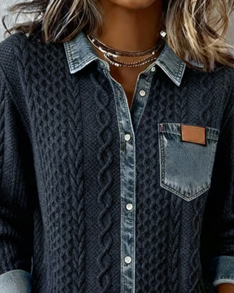 Paisley - Women's Jumper in Denim with Side Pockets - photo 12