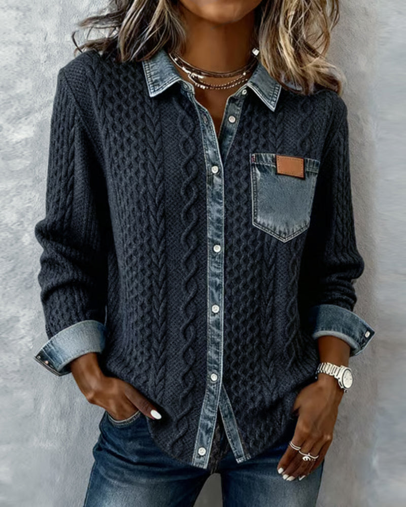 Paisley - Women's Jumper in Denim with Side Pockets - photo 4
