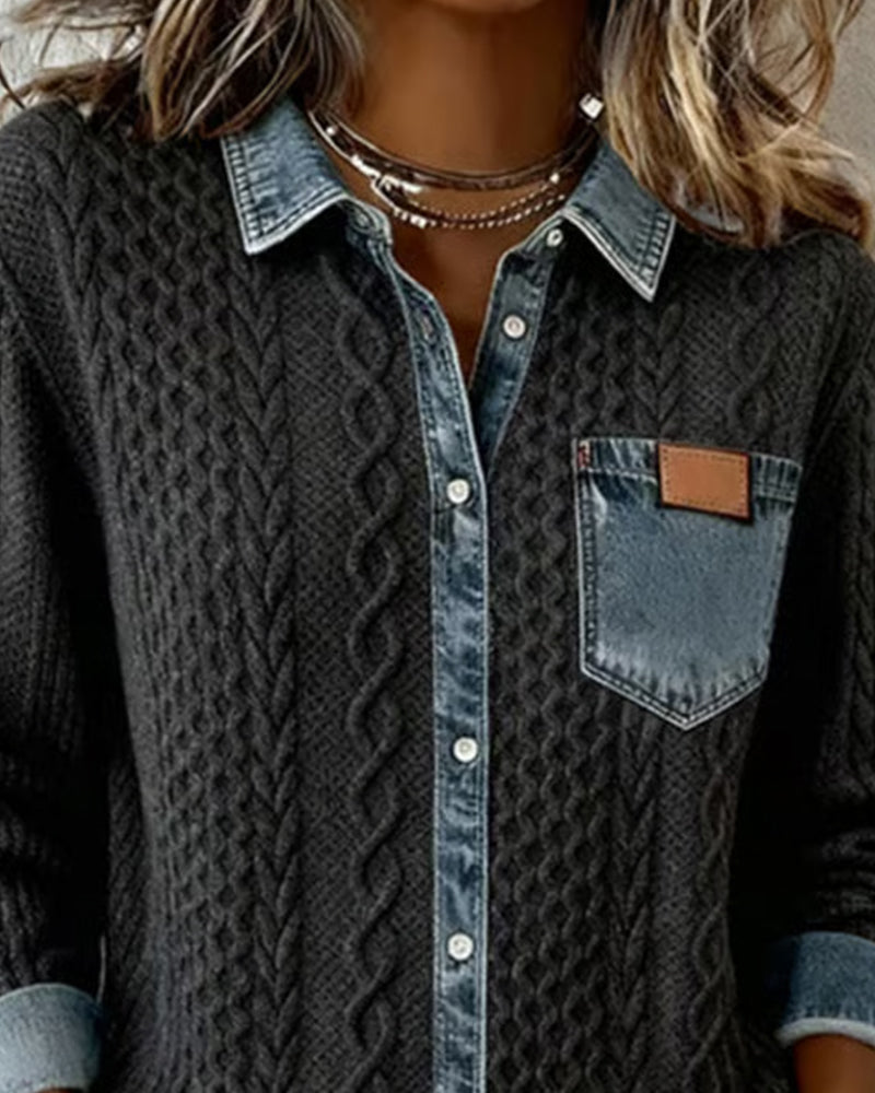 Paisley - Women's Jumper in Denim with Side Pockets - photo 6