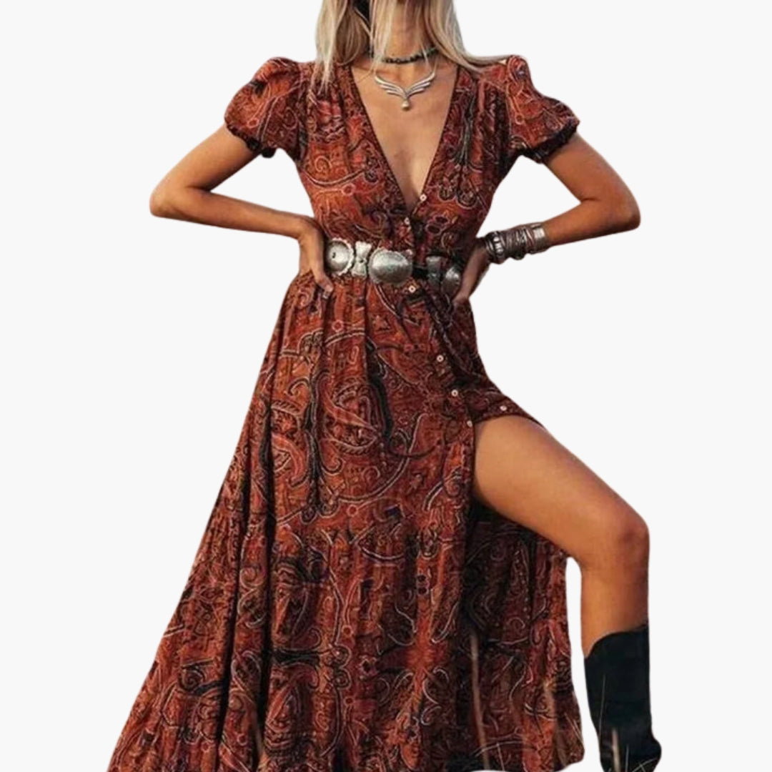 Pearl-May - Women's Maxi Dress in Boho Print with V-Neck - photo 1