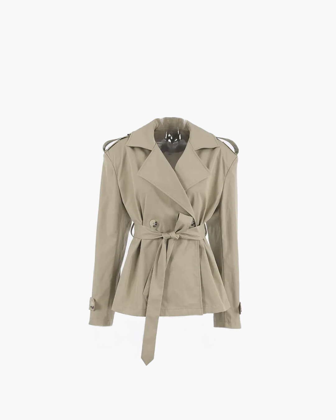 Petra - Women's Cropped Trench Coat with Collar - photo 10