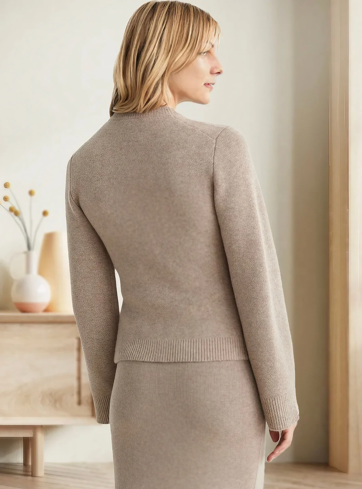 Philippa - Women's Cardigan in Knit with Balloon Sleeves - photo 5