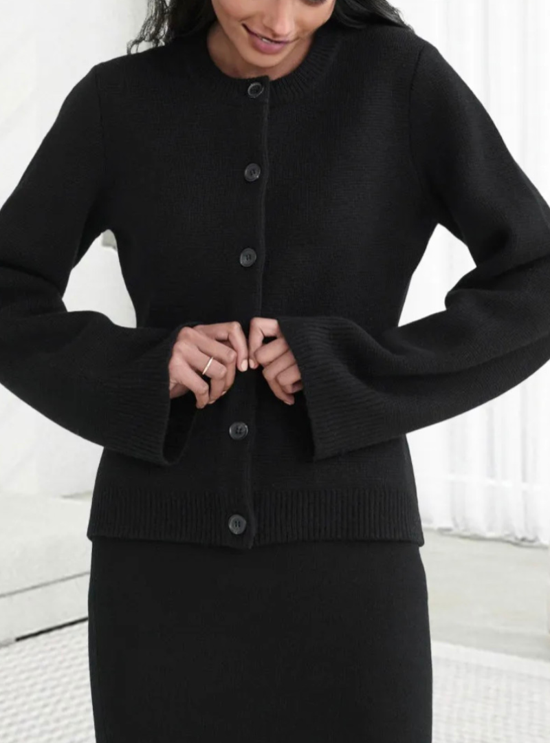 Philippa - Women's Cardigan in Knit with Balloon Sleeves - photo 6