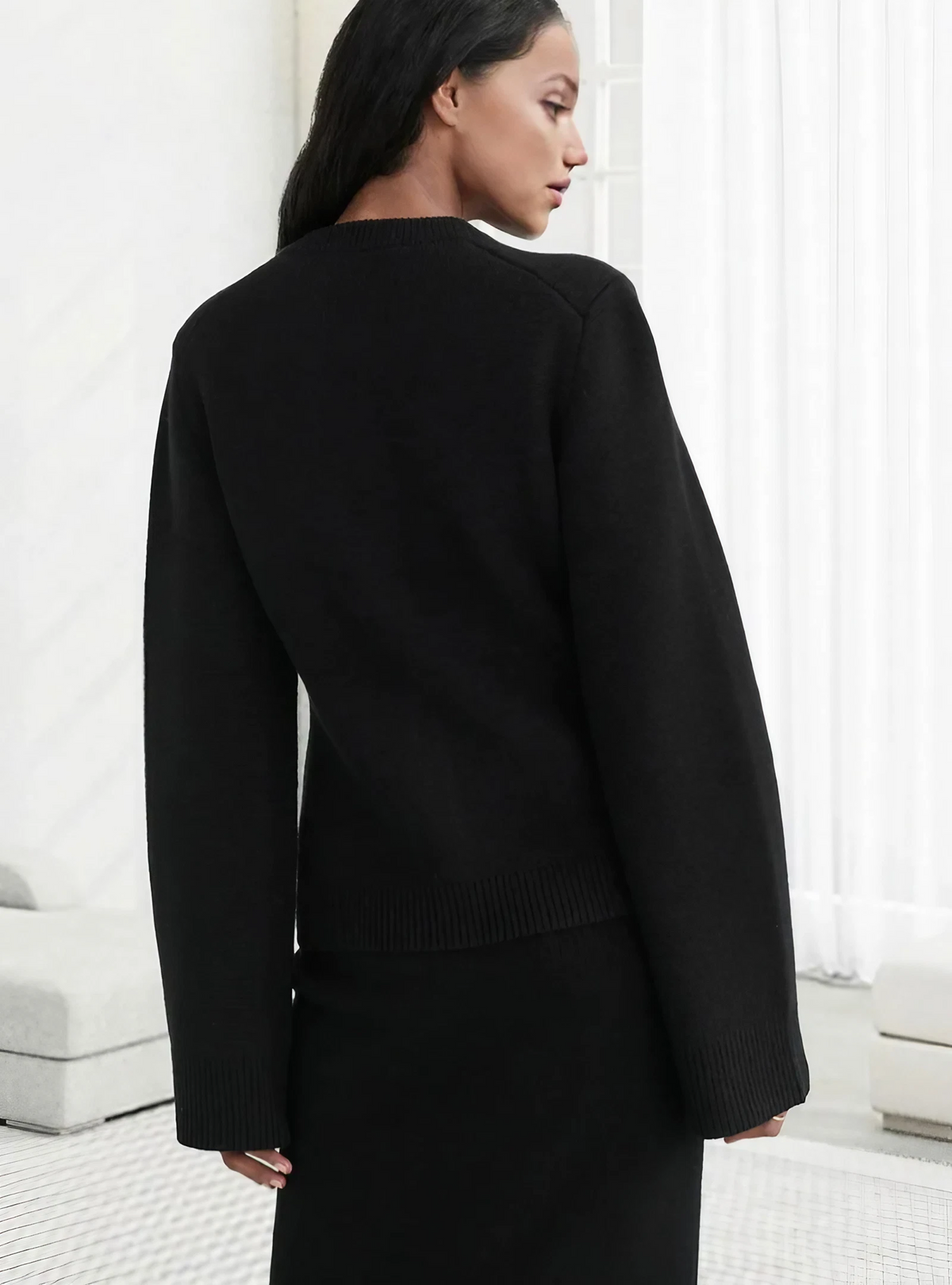 Philippa - Women's Cardigan in Knit with Balloon Sleeves - photo 7