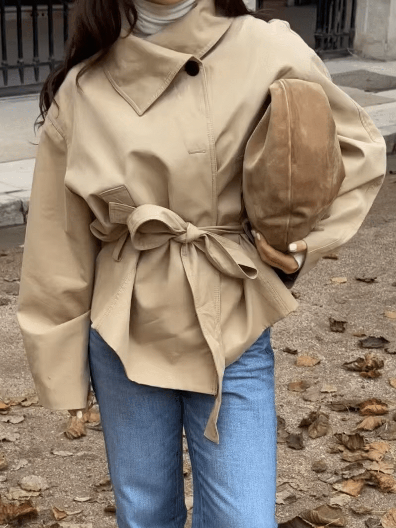 Phoebe - Women's Trench Coat with Asymmetric Hem - photo 1