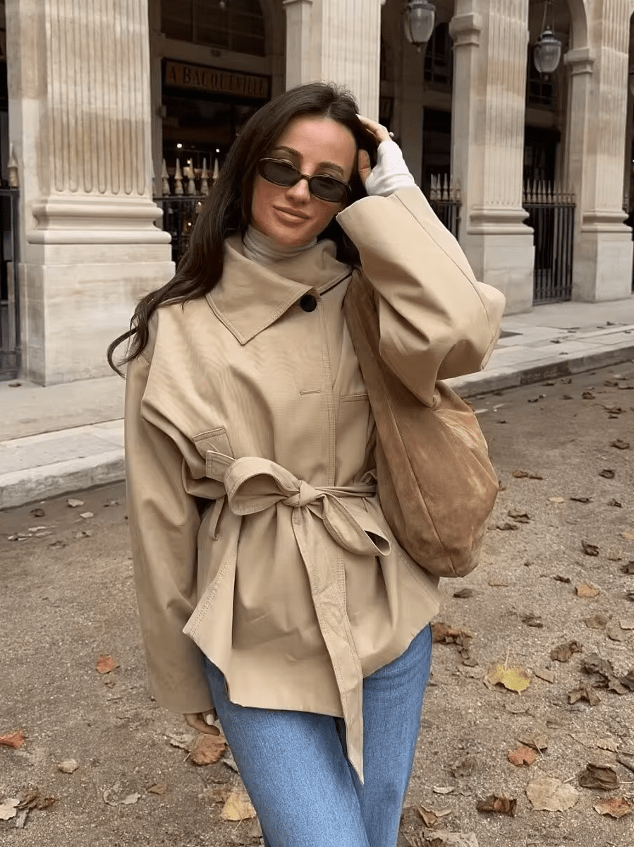 Phoebe - Women's Trench Coat with Asymmetric Hem - photo 2