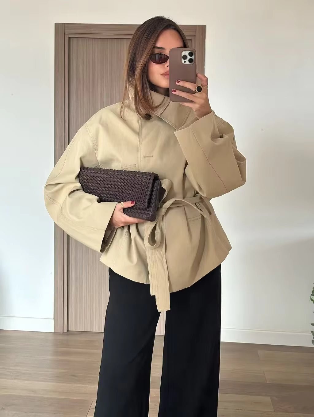 Phoebe - Women's Trench Coat with Asymmetric Hem - photo 8