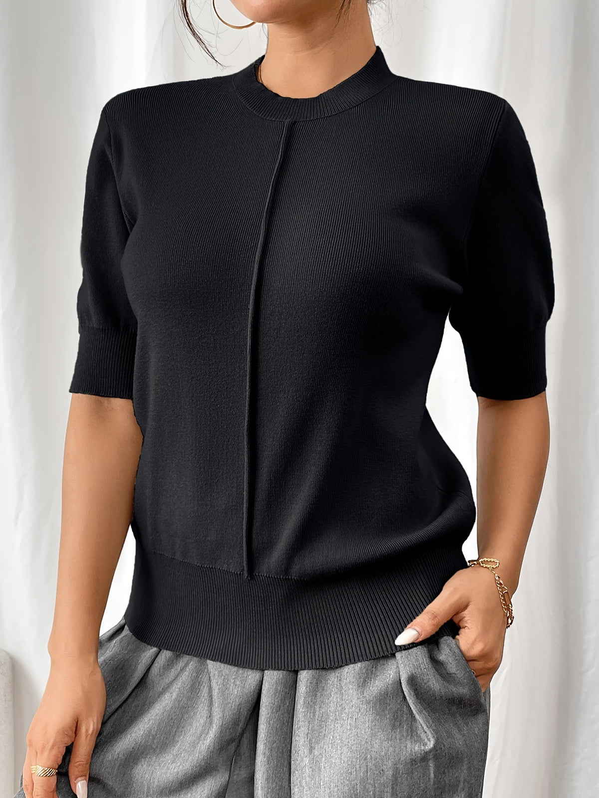 Posy - Women's Jumper in Knit with Short Sleeves - photo 7