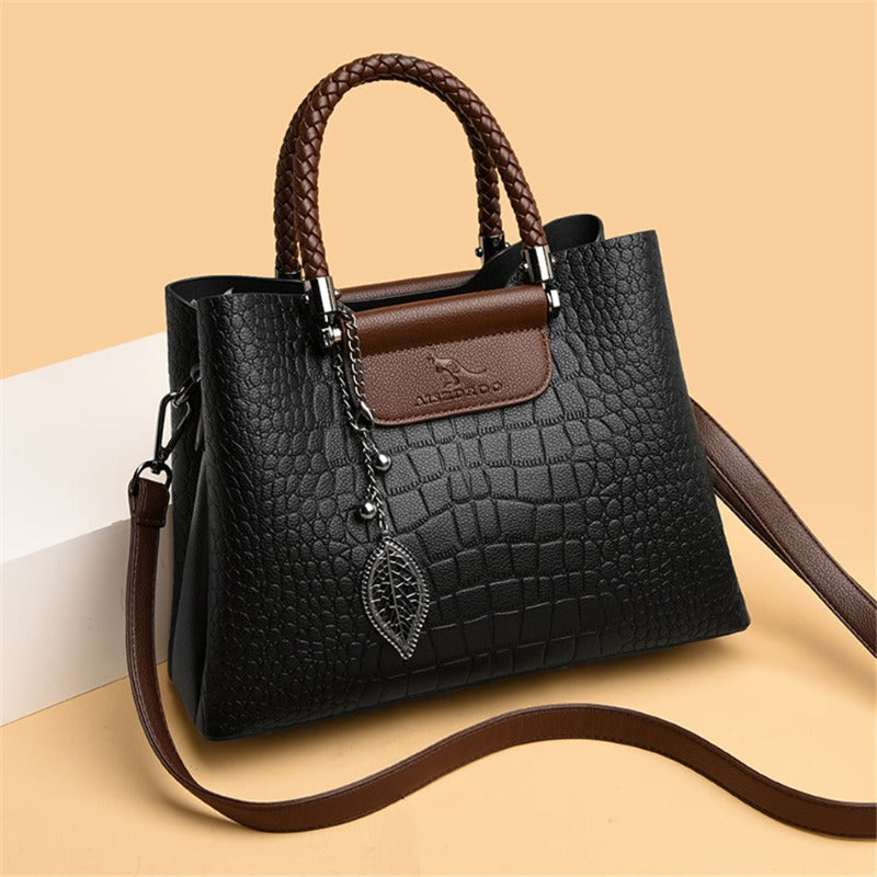 Barbara - Women's Structured Leather Top Handle Bag