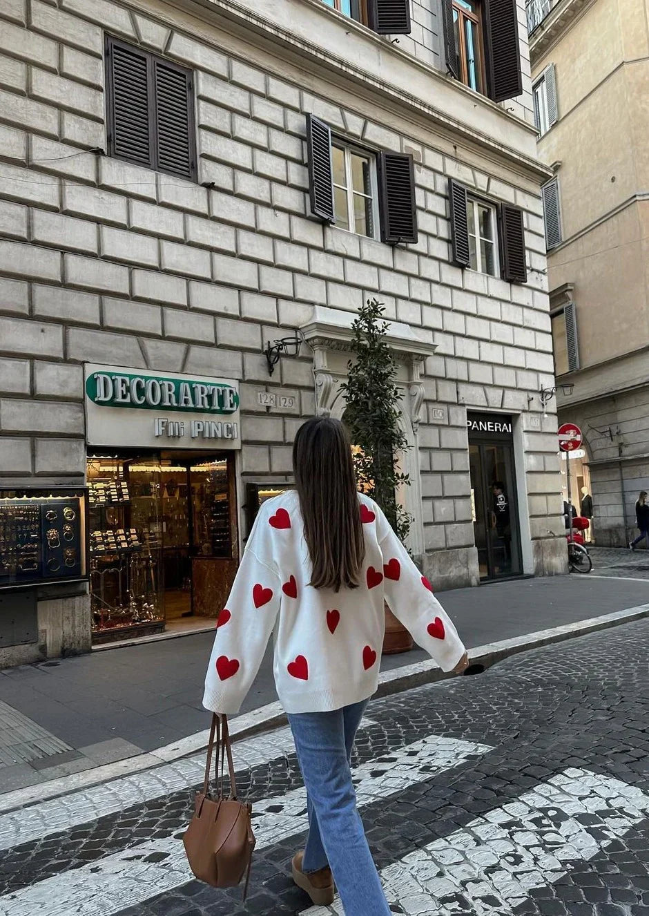 Queenie - Women's Heart Print Knit Jumper - photo 5