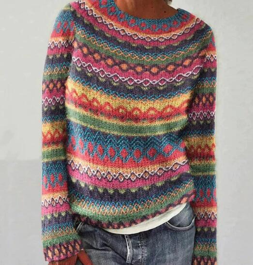 Quinn - Women's Multicolour Stripe Knit Sweater - photo 1