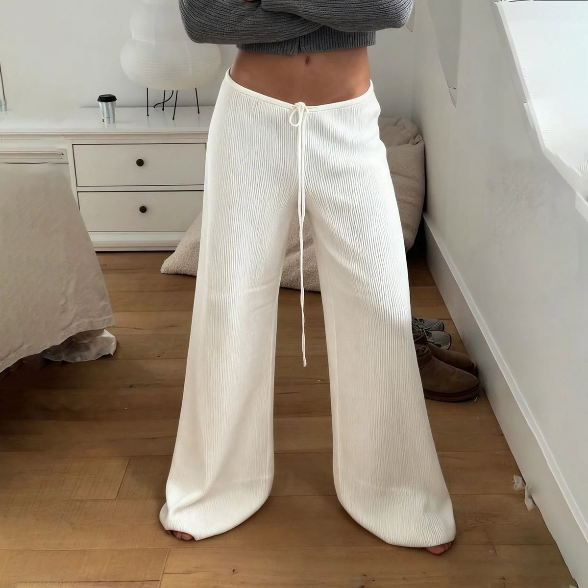 Rania - Women's Relaxed Trousers in Knit with Wide Leg - photo 1