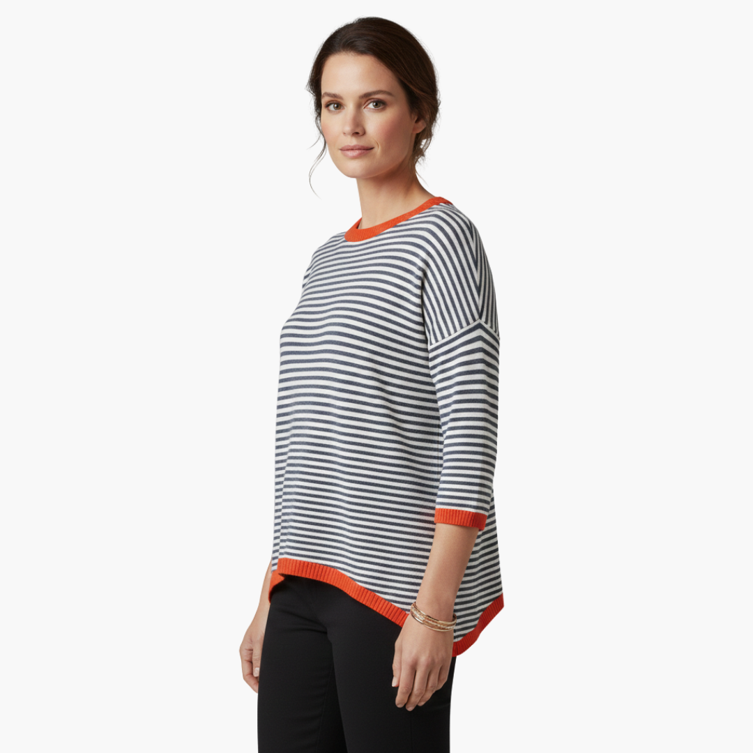 Renata - Women's Top in Stripe with Long Sleeves - photo 4