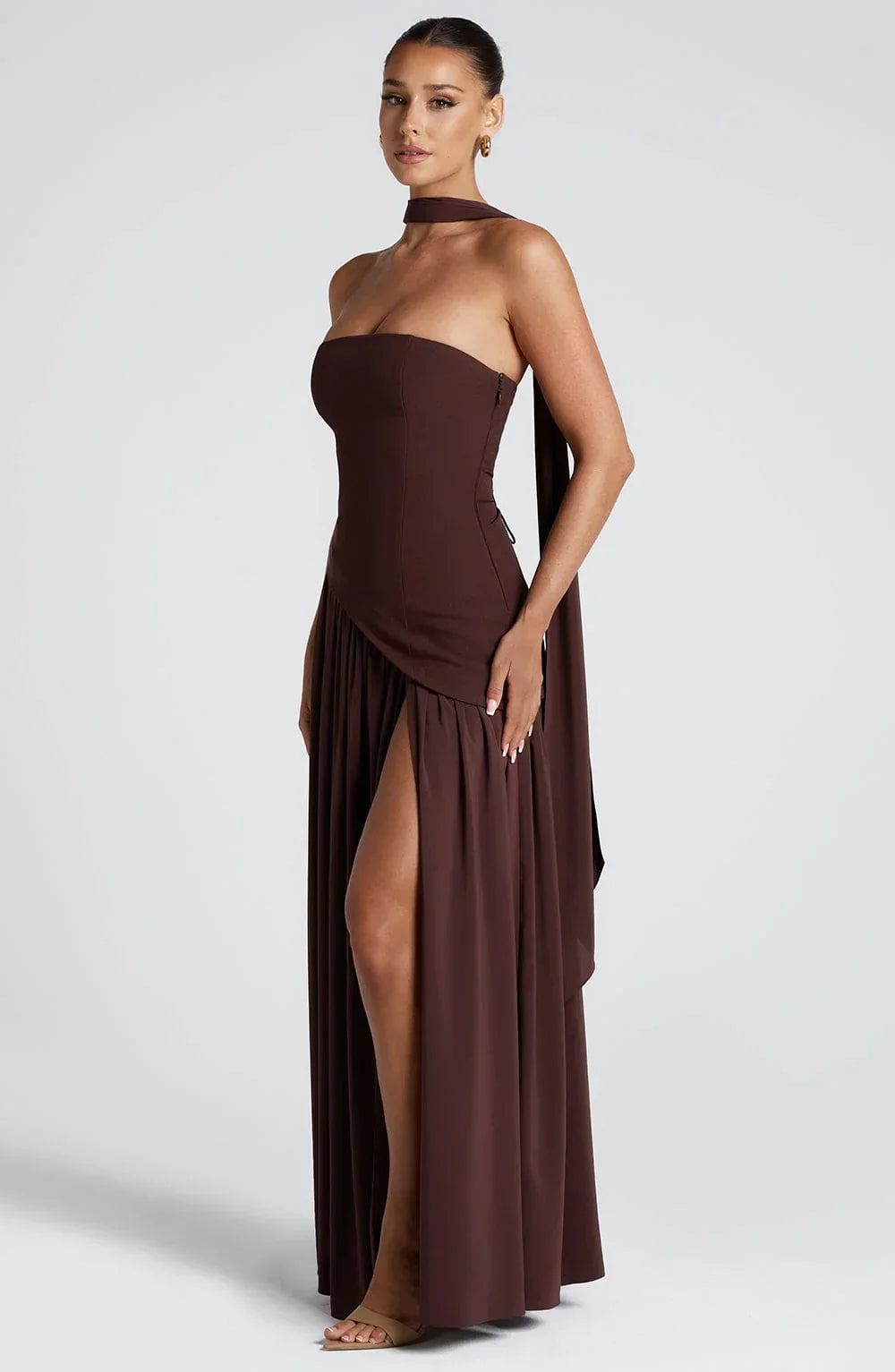 Serena - Vestido largo con corsé y abertura alta para mujer