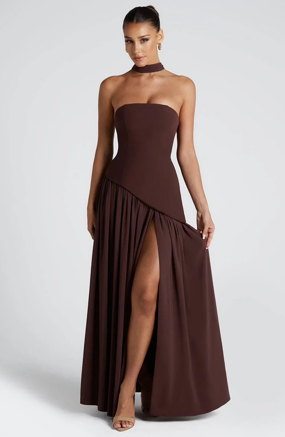 Serena - Vestido largo con corsé y abertura alta para mujer
