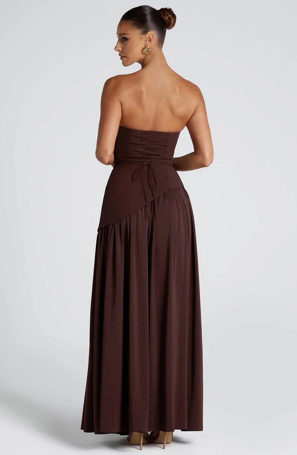 Serena - Vestido largo con corsé y abertura alta para mujer