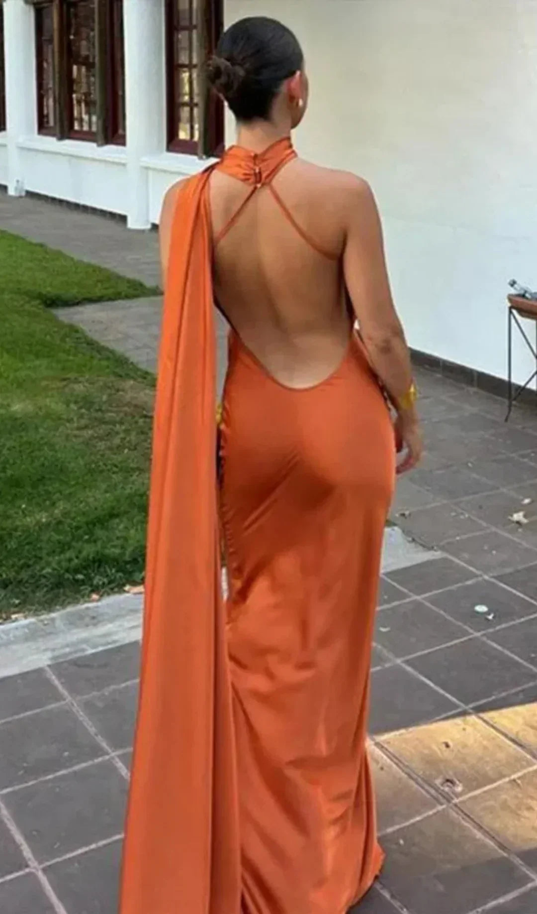 Athena - Abito maxi monospalla drappeggiato da donna