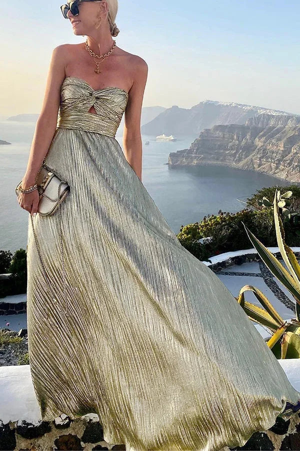 Vesper – dámské třpytivé bustier večerní maxi šaty